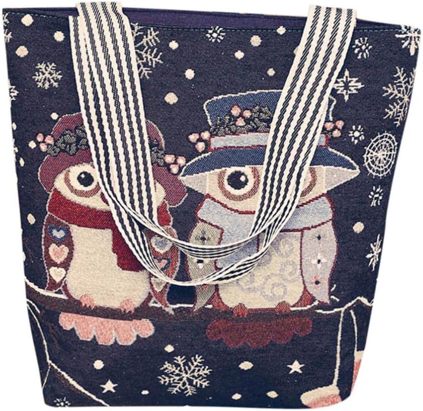 Hemlock Shopping Canvas Bags, Women's Owl Handbag Shoulder Messenger Bags Ladies Tote Bagss (I)