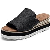 DREAM PAIRS Platform Sandals Women Slip-on Espadrille Bohemia Wedge Sandals, Comfort Dressy Summer Open Toe Canvas Slides for Women's Outdoor and Beach