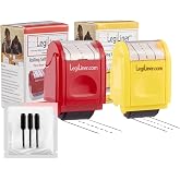 LEGILINER Set of 2 Tri-Lined Dashed Handwriting Teacher Stamps &ndash; 3/4" Red &amp; 1/2" Yellow with Free Ink Refill. Classroom, Homework &amp; Home Use. Refillable Ink Writing Practice Roller Stamp Set.