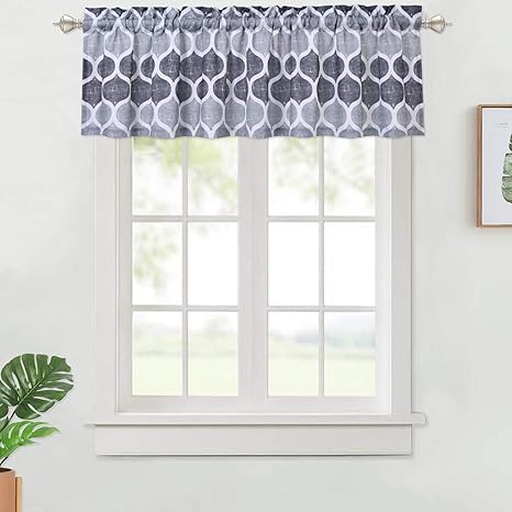 Taupe Brown Rod Pocket Kitchen Valance Curtain Cafe Curtains Moroccan Design Valance Curtains For Windows 56 X 15 One Panel 56 X 15 Haperlare Geometric Pattern Sheer Valance For Bathroom Valances