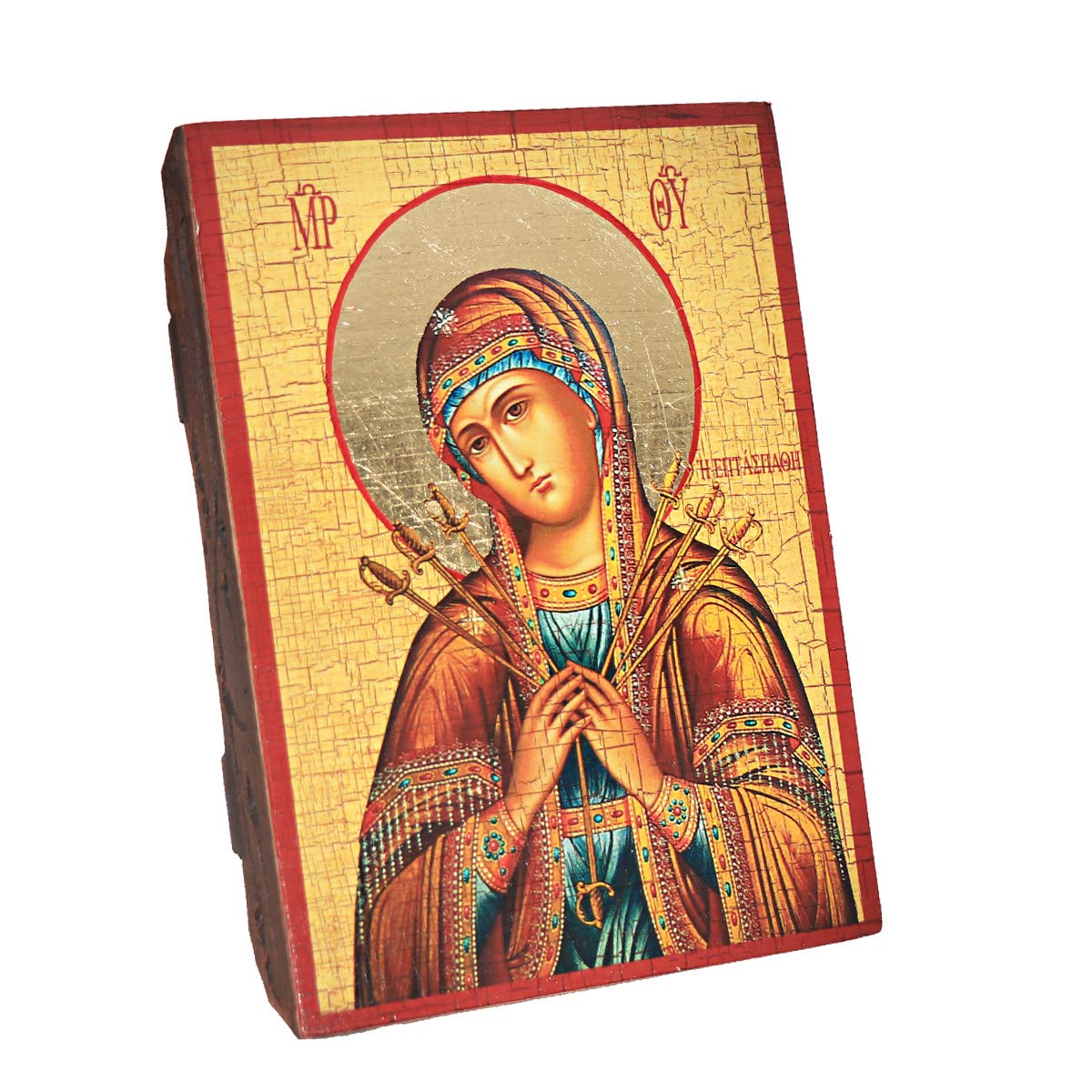 NKlaus Temperance of Evil Hearts, Christian Wooden Icon 16x12,5 handmade 37026