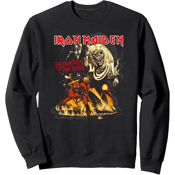 Sweat à Capuche Officiel Iron Maiden - Eddie High Line - Licence Officielle, Coupe Classique