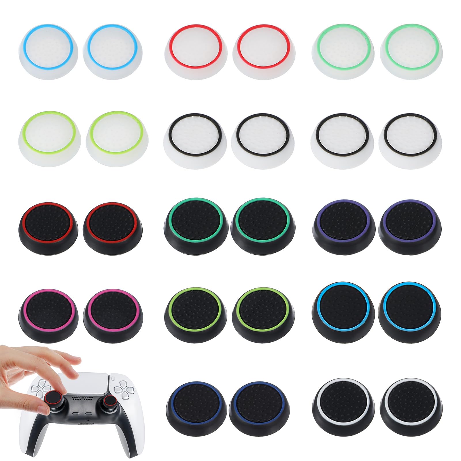 28PCS PS5 Thumb Grips, Anti-Slip Joystick Caps, Scratch-Resistant PS5's Controller Thumb Grips, Controller Accessories, Comprehensive Protection, Compatible with PS5 Controllers