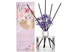 M&SENSE Reed Diffuser Set with 7 Sticks | 7.0oz Fresh Green & Eucalyptus Scent, Home Fragrance Diffuser for Bedroom Bathroom Décor, Scented Diffuser with Baby's Breath Flower Gifts for Women