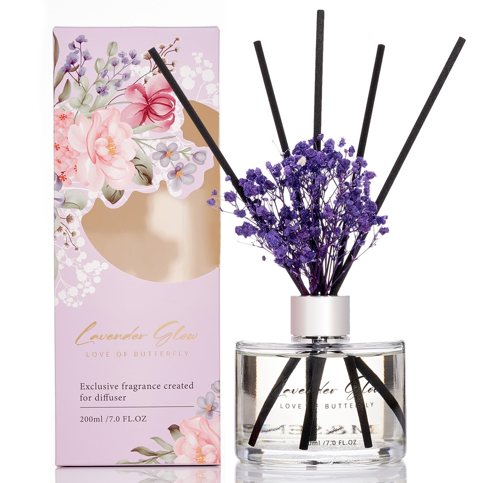 M&SENSE Reed Diffuser Set with 7 Sticks | 7.0oz