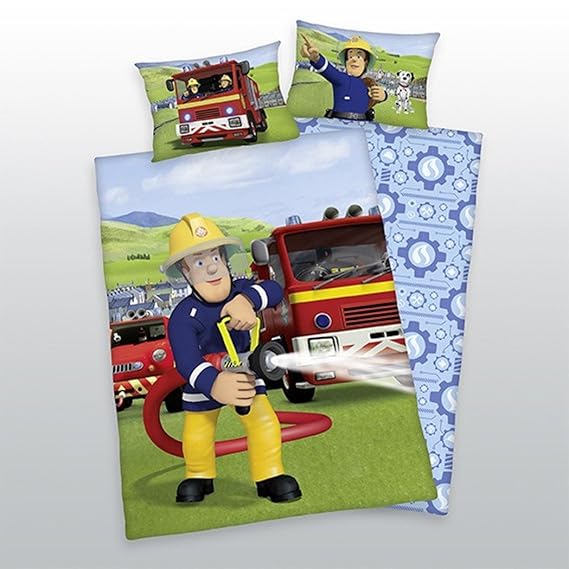 Herding Baby Wende Bettwäsche Feuerwehrmann Sam 40 x 60 und 100 x 135 cm