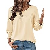 AKEWEI 3/4 Length Sleeve Womens Tops 2026 Fashion Summer Tops for Women Crewneck Casual Loose Fit Pleated Top