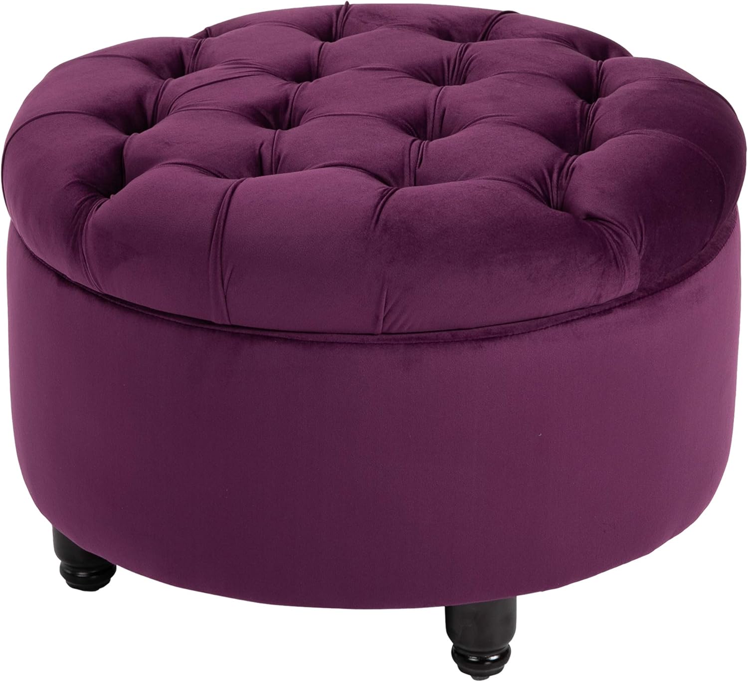 Pouf Contenitore in Velluto Viola per Camera, Design Vintage e