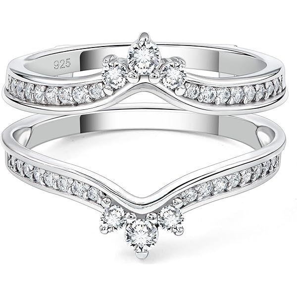 Ring Guards Sterling Silver Curved Wedding Band CZ Ring Guard