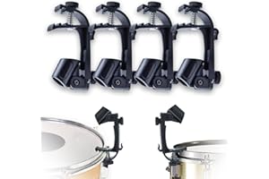 4 Pcs Drum Microphone Clip, Adjustable Drum Mic Clip with 180 Degrees Rotation Mic Holder, Shockproof Clips on Drum Mount for