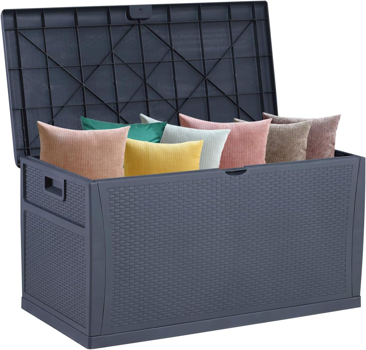 120 Gallon Patio Stroage Deck Box Waterproof Plastic Outdoor Storage Container for Patio Furniture Cushions,Pool Toys,Garden Tools: Home Improvement