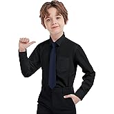 AmazingSea Boys Dress Shirts Long Sleeve, Boys Button Down Shirt Wrinkle-Free for Formal & Casual (Not Tie)