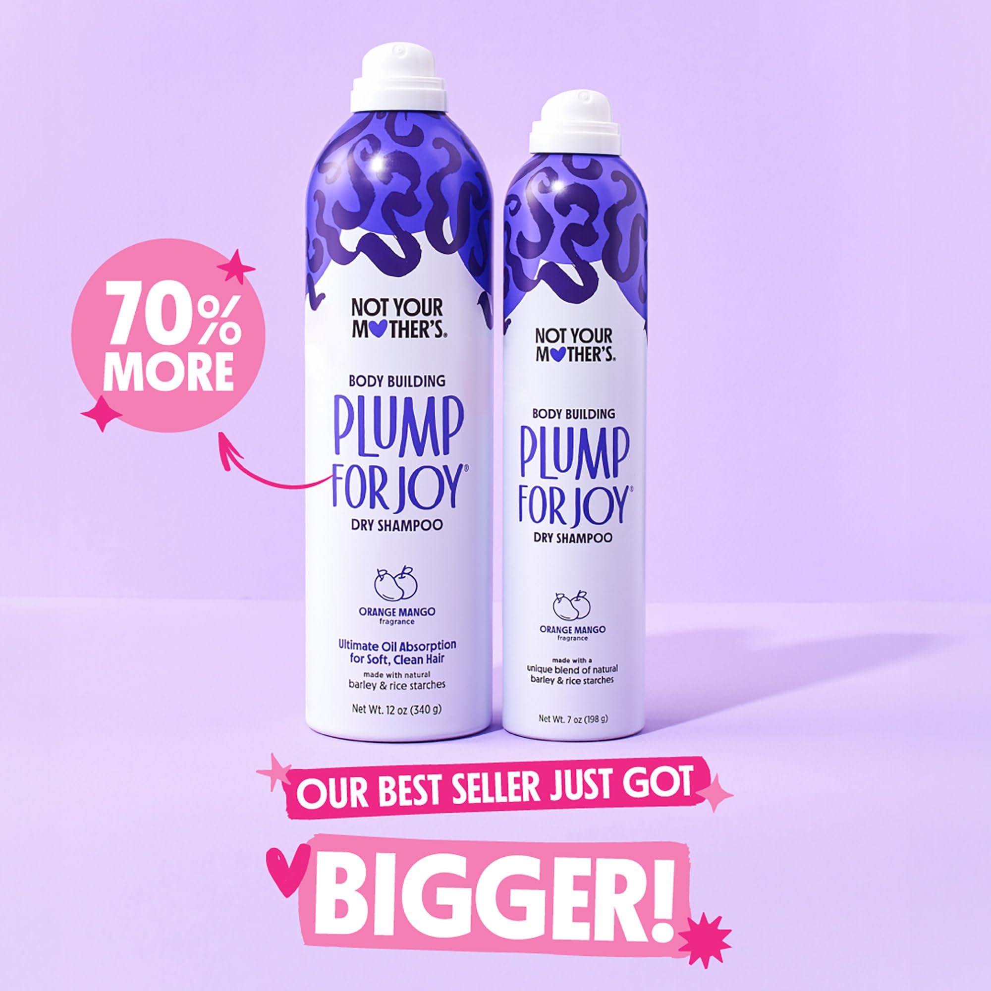 Not Your Mother's Plump for Joy Jumbo Dry Shampoo (2-Pack) - 12 oz - Dry Shampoo for Ultimate Hair Oil Absorption - For All Hair Types