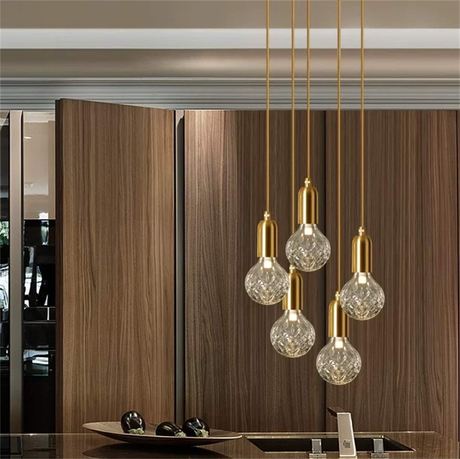 Hobaca G9 Glas Gold Modernes Pendellampe Esszimmer Hängeleuchte