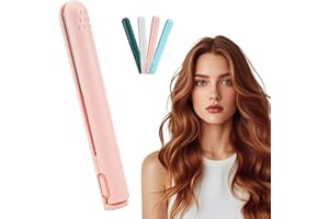 LUHAKA DualGlam Mini Dual-Purpose Curling Iron for Short Hair - 2-in-1 Travel Curling Wand & Straightener, Fast Heat Up & Anti-Scald Design,Suitable for All Hair Types (Pink)