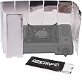 REDCAMP Folding Outdoor Stove Windscreen, 8/9/10/12 Plates Aluminum Camping Stove Windshield with Carrying Bag, Lightweight B