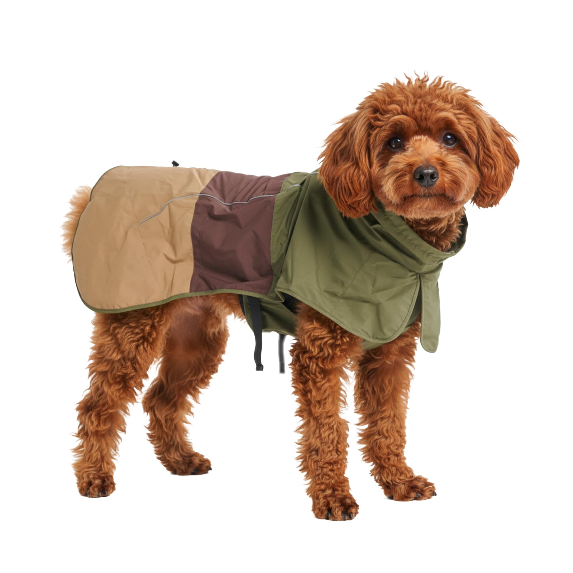 Spark Paws Dog Raincoat, Waterproof Coat Rain Jacket for Small Medium Large Dogs, Reflective Breathable Full-Body Coverage - Green Brown Tan, S — image 1