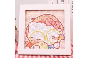 Akutoer Cute Anime 5D Diamond Painting, Gem Arts & Crafts Supplies, Diamond Painting with Frames, DIY Paint Supplies for Kid(Kitty)