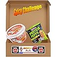 Generic Spicy Buldak Rose Wide Flat Glass Noodle Bowl(169.4g) + Protein Puffs(50g) Assorted Challenge Box (Rose+Puffs (1+1))