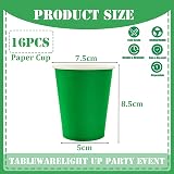 YAAVAAW 16Pcs Green Party Cups 9oz Cold Hot Drinking Cups Solid Color view 2