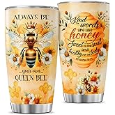 JENOIS Bee Gifts, Tumbler 20 Oz With Lid And Straw, Always Be Queen Bee