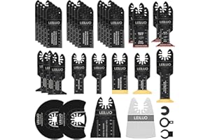 LEILUO 34 Pcs Multitool Blade Kits for Wood Nails Drywall Cutting Oscillating Saw Blades Universal Oscillating Tool Accessories with Storage Bag Compatible with DeWalt Makita Dremel and More