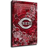 CINCINNATI Cincinnati Reds Baseball Poster Sports Canvas Wall Art Pattern Print Artwork Decor Home Decor Painting White