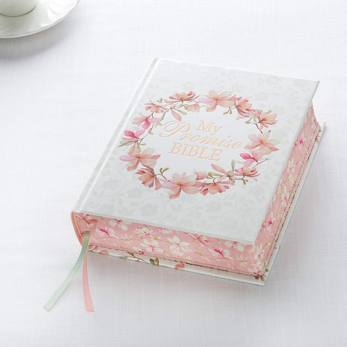 KJV Holy Bible, My Promise Bible, Hardcover w/Bible Tabs, Coloring Stickers, Ribbon Markers, King James Version, White/Pink Floral Wreath (KJV Promise Editions) KJV Holy Bible, My Promise Bible, Hardcover w/Bible Tabs, Coloring Stickers, Ribbon Markers, King James Version, White/Pink Floral Wreath (KJV Promise Editions) Hardcover
