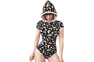 Littleforbig Adult Baby Diaper Lover (ABDL) Snap Crotch Adult Baby Onesie Bodysuit - Trick Treat Night-Glow Halloween Onesie