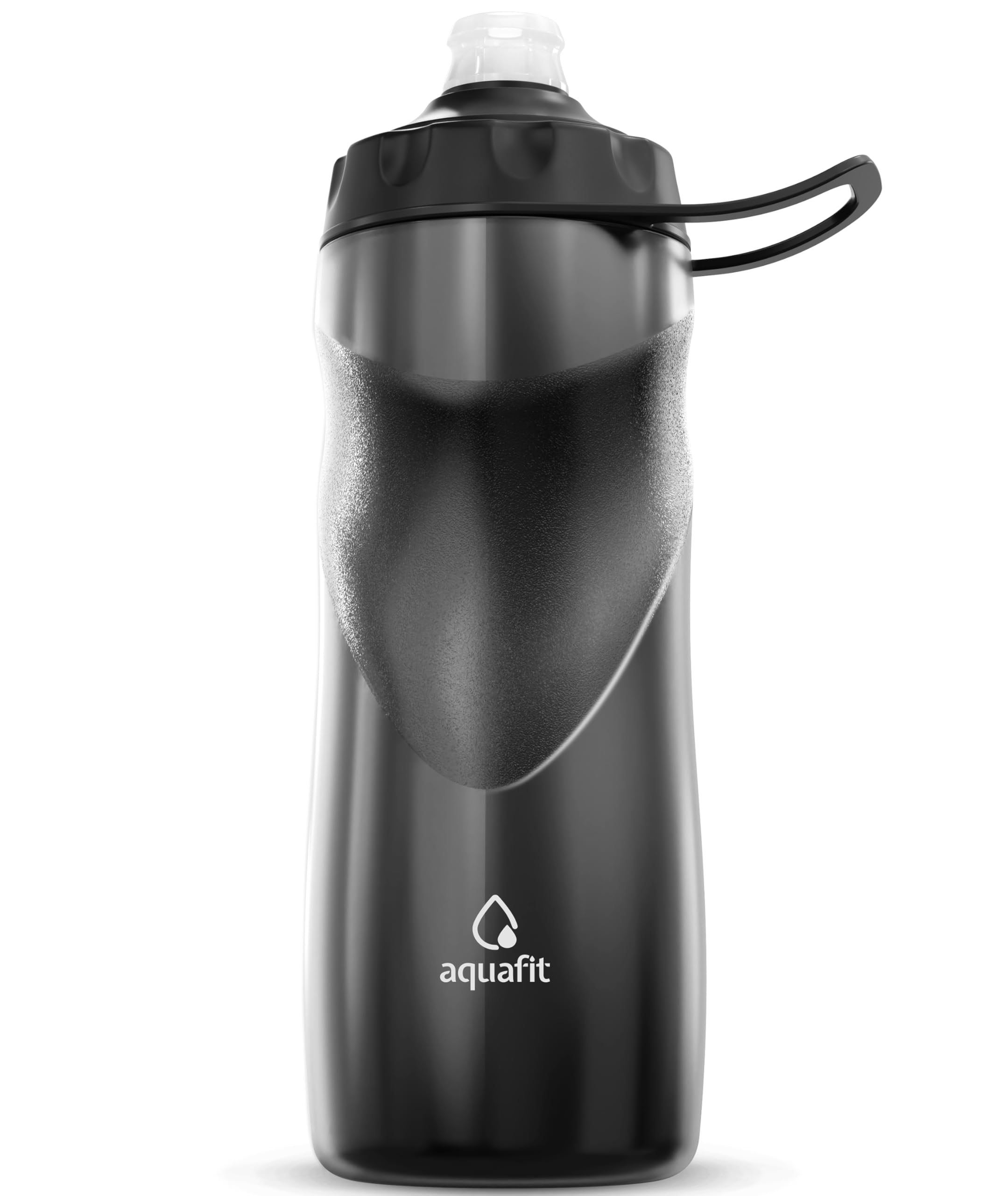Photo 1 of AQUAFIT Insulated Water Bottle - 20oz Leakproof Sports Water Bottle with Bite Lid, Bike Water Bottle, Easy Squeeze Water Bottles, Spill Proof for Cycling Bicycle - Fits Most Bike Cages (Black)