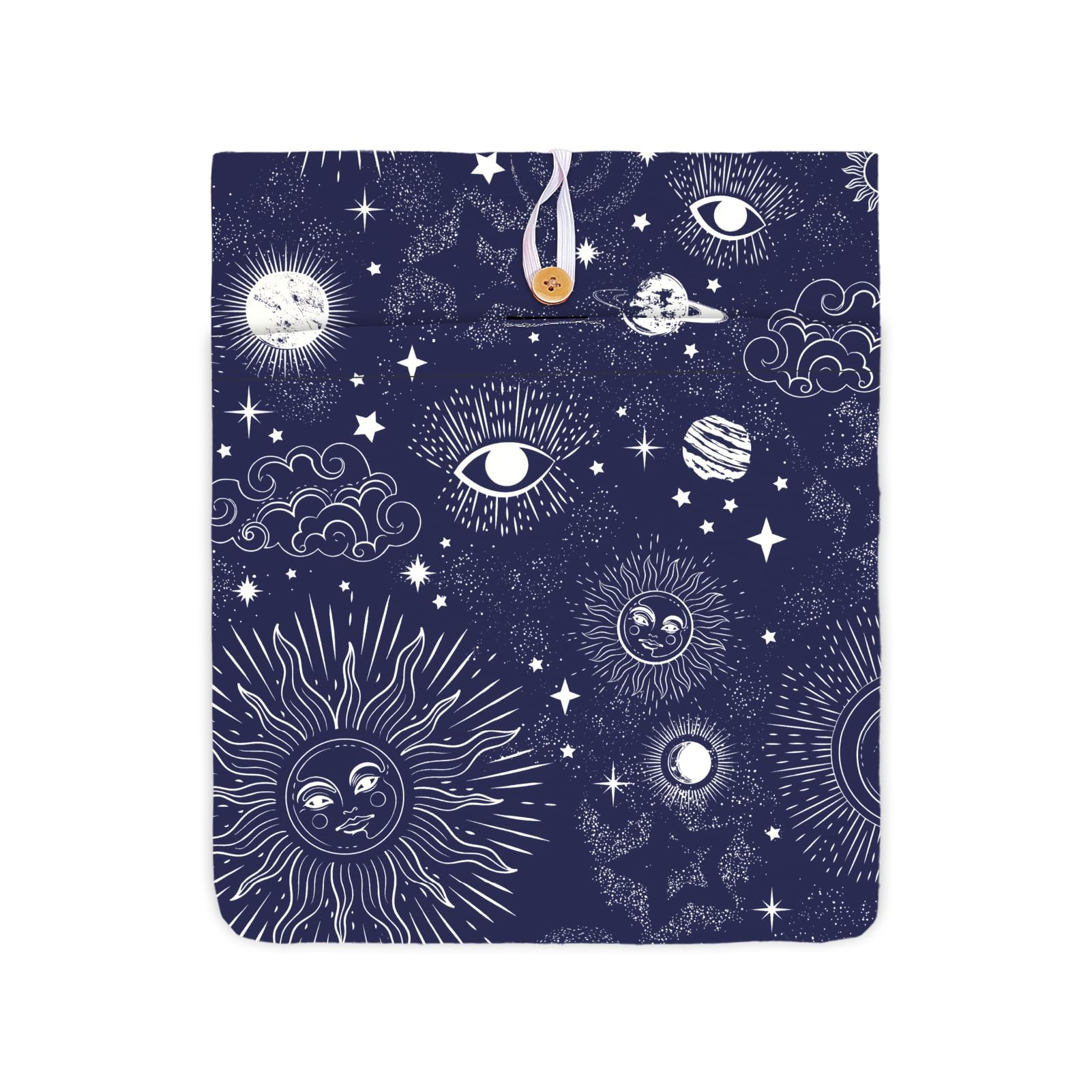 NICENEEDED Book Cover "Star Sun" Book Cover with Button Printed Book Protector Waterproof Storage Bag for Books with Front Pocket