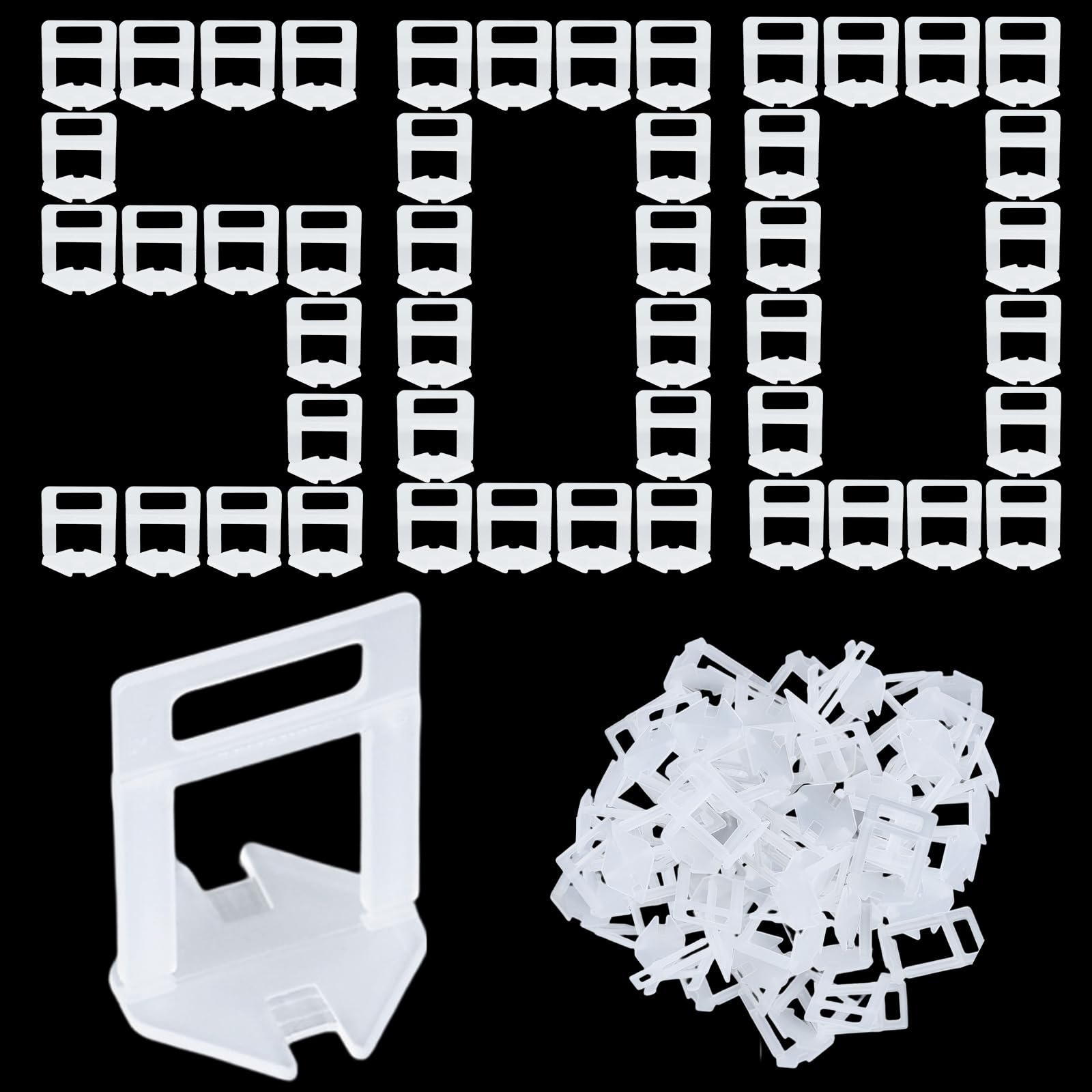 TUAKIMCE 500Pcs Tile Leveling System 3mm,Tile Spacer Clips for Floor Wall, Tile Installation Tool for Professional Ceramic Tile and Stone Installation, Spacers Only — image 1