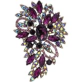 EVER FAITH Women's Austrian Crystal Wedding Flower Leaf Bouquet Brooch