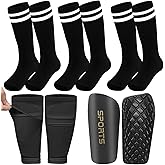 5PCS Kids Soccer Socks with Shin Guards and Shin Sleeves Set for for Age 5-12 Boys Girls Lightweight Soccer Football Equipment