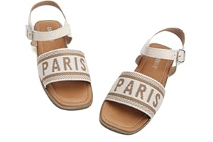 Charmivy Girls Sandals Braided Upper Flat Dress Sandals Round Open Toe Summer Shoes Little Kid/Big Kid