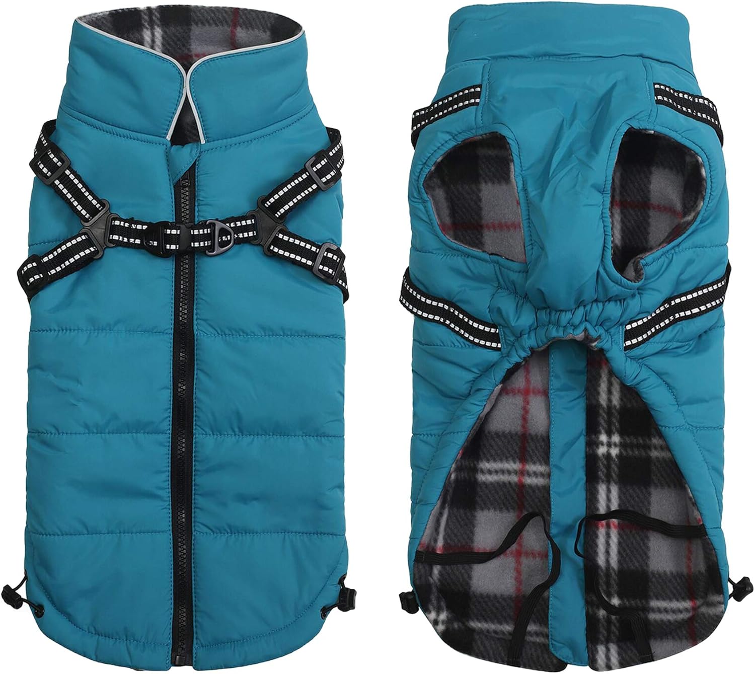 Warm Pet Dog Coats and Jackets for Dogs,Waterproof Reflective Pet Dog Harness Vest Winter Dogs Clothes with Chest Strap for Outdoor Walking-Blue-XS