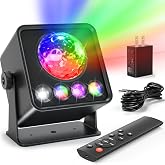 OIEZISRO Disco Ball Party Lights Disco Light Sunset Lamp Projector with RGB+UV+White+YGB Sound Activated LED DJ Strobe Stage Light for Home Parties Living Room/Christmas/Halloween/Birthday/Wall/D&eacute;cor
