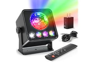 caivimvn Disco Ball Party Lights Disco Light Sunset Lamp Projector with RGB+UV+White+YGB - Sound Activated LED DJ Strobe Stage Light for Home Parties/Christmas/Halloween/Birthday/Wedding/Wall/Decor