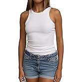 Abardsion Ribbed Tank Tops for Women - Going Out Summer Clothes Sleeveless Racerback Crew Neck Slim Fitted Workout Shirts