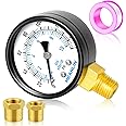 MEANLIN MEASURE 0-150Psi 2" DIAL FACE 1/4" NPT Well Pump Pressure Gauge, with 1/4" x 1/2" NPT and 1/4" x 3/8" NPT Hex Bushing, 3-2-3% Accuracy，Lower Mount