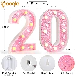 Pooqla Marquee Numbers Lights, Light up Numbers