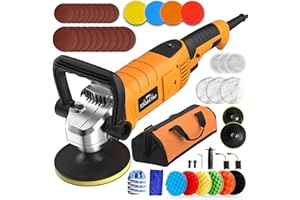 YSAEKYEO Buffer Polisher, 1200W 7 Inch/6 Inch Car Polishing Kit, 6 Variable Speed 1500-3300 RPM, Rotary Buffer Polisher Waxer with Detachable Handle for Car, Boat Sanding, Polishing, Waxing