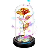 Childom Valentines Day Rose Gifts for Her,Birthday Gifts for Women Mom Mothers Day,Flowers for Delivery Prime,Rotating Red Light Up Rose in A Glass Dome,Anniversary Valentines Rose Gift for Wife
