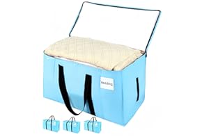 Hijelyn Extra Large Moving Bags Blue, Moving Bags Heavy Duty with Zippers & Handles 4 Pack Thick Material 180GSM Reusable Storage Totes for Space Saving Waterproof Large Totes for Packaging