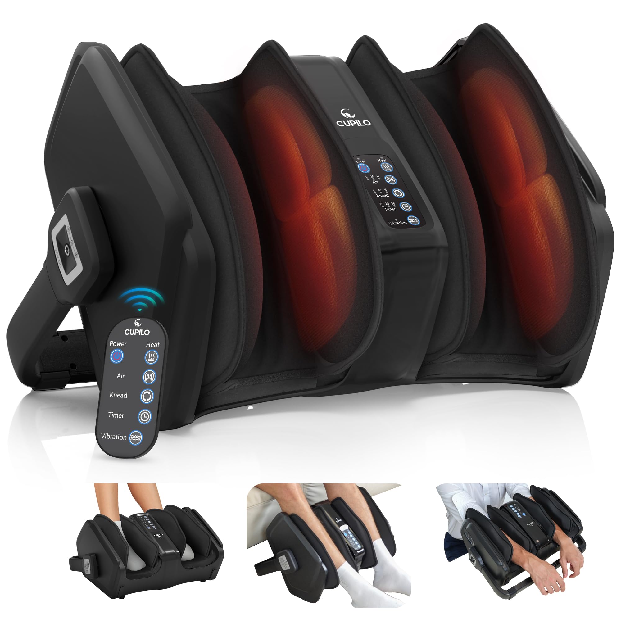 Photo 1 of **missing parts**CuPiLo Foot Massager with Heat, FSA Eligible HSA Shiatsu Foot Calf Massager with Remote, Multi-Level Compression Deep Kneading Feet Massage Machine for Neuropathy, Plantar Fasciitis, Circulation
