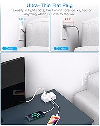 Flat Plug Power Strip, 6 Ft Ultra Thin Flat