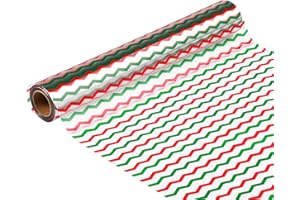 shareluck 100ft Christmas Cellophane Wrap Roll Red & Green Stripes Cellophane to Wrap Gift Basket,Bags, Treat, Wine, Party Decoration. (100ft Long x 16” Wide x 2.5Mil)
