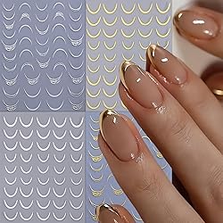 French Nail Art Stickers Curve Line Nail Decals 3D