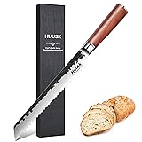 Huusk Serrated Bread knife 8 inch, Upgraded Carbon