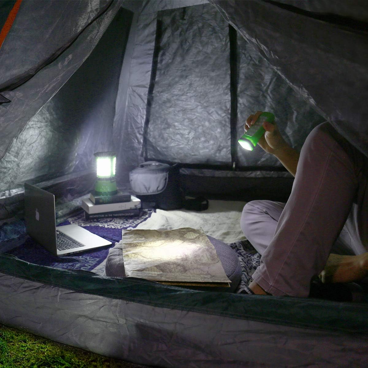 LE LED Camping Lantern Rechargeable, 600LM, Detachable Flashlight, Perfect Lantern Flashlight for Hurricane Emergency, Hiking, Fishing and More, USB Cable and Car Charger Included: Sports & Outdoors